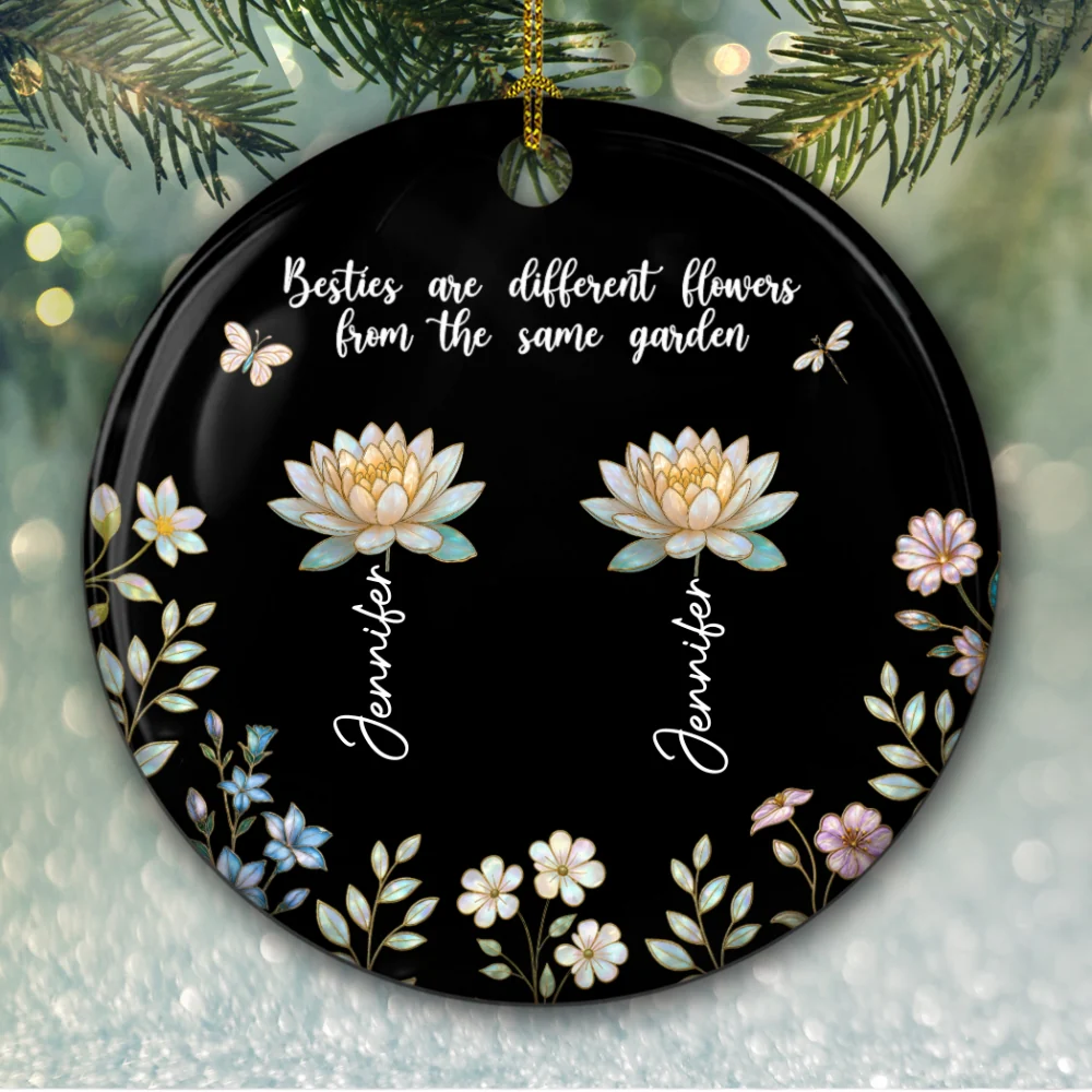 Birth Flower Sisters Are Different Flowers - Personalized Custom Ceramic Ornament - Image 6