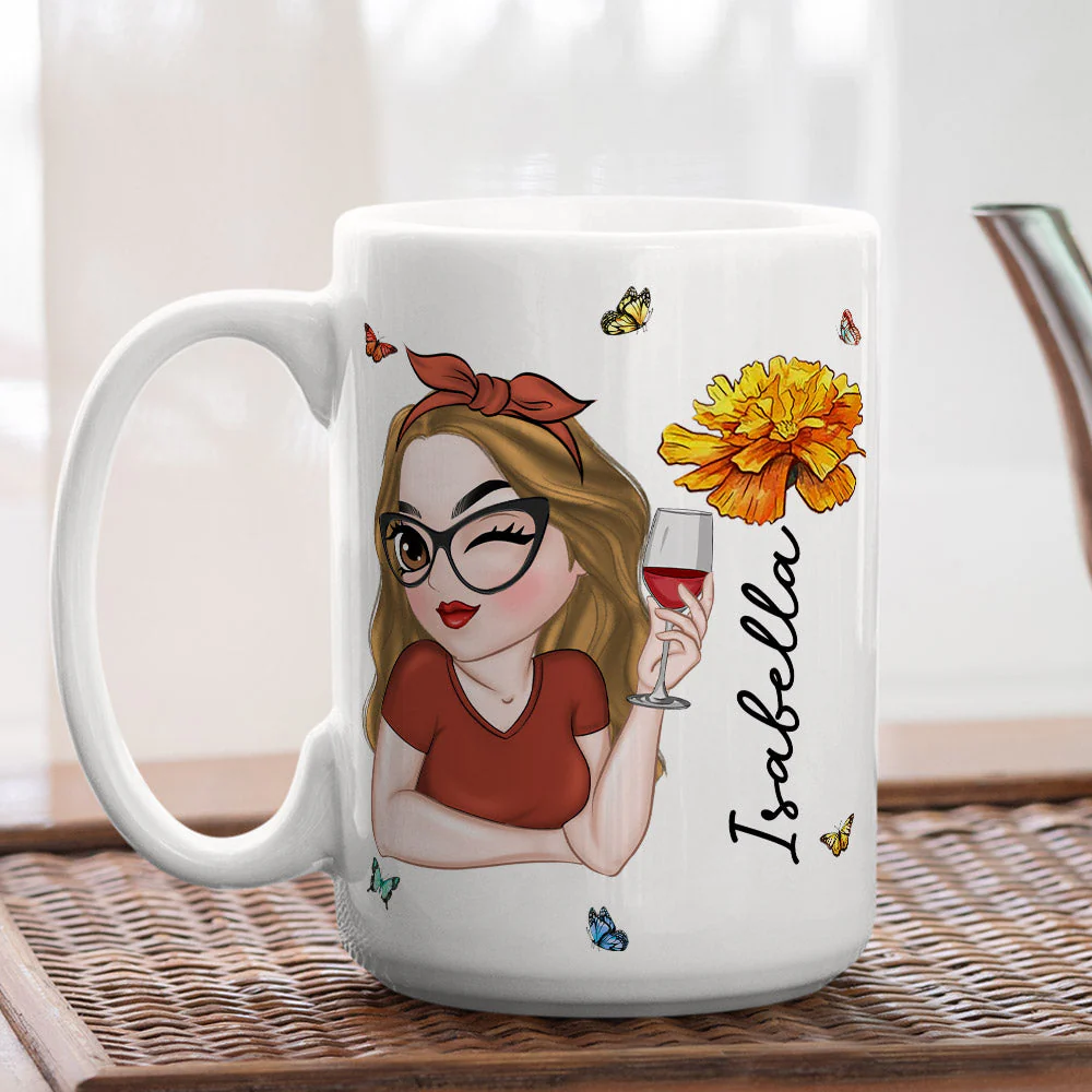 Birth Flower With Name - Personalized Custom Coffee Mug - Image 4