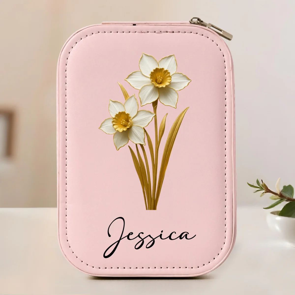 Birth Month Flower Version 3 - Personalized Custom Jewelry Box With LED Mirror - Image 7