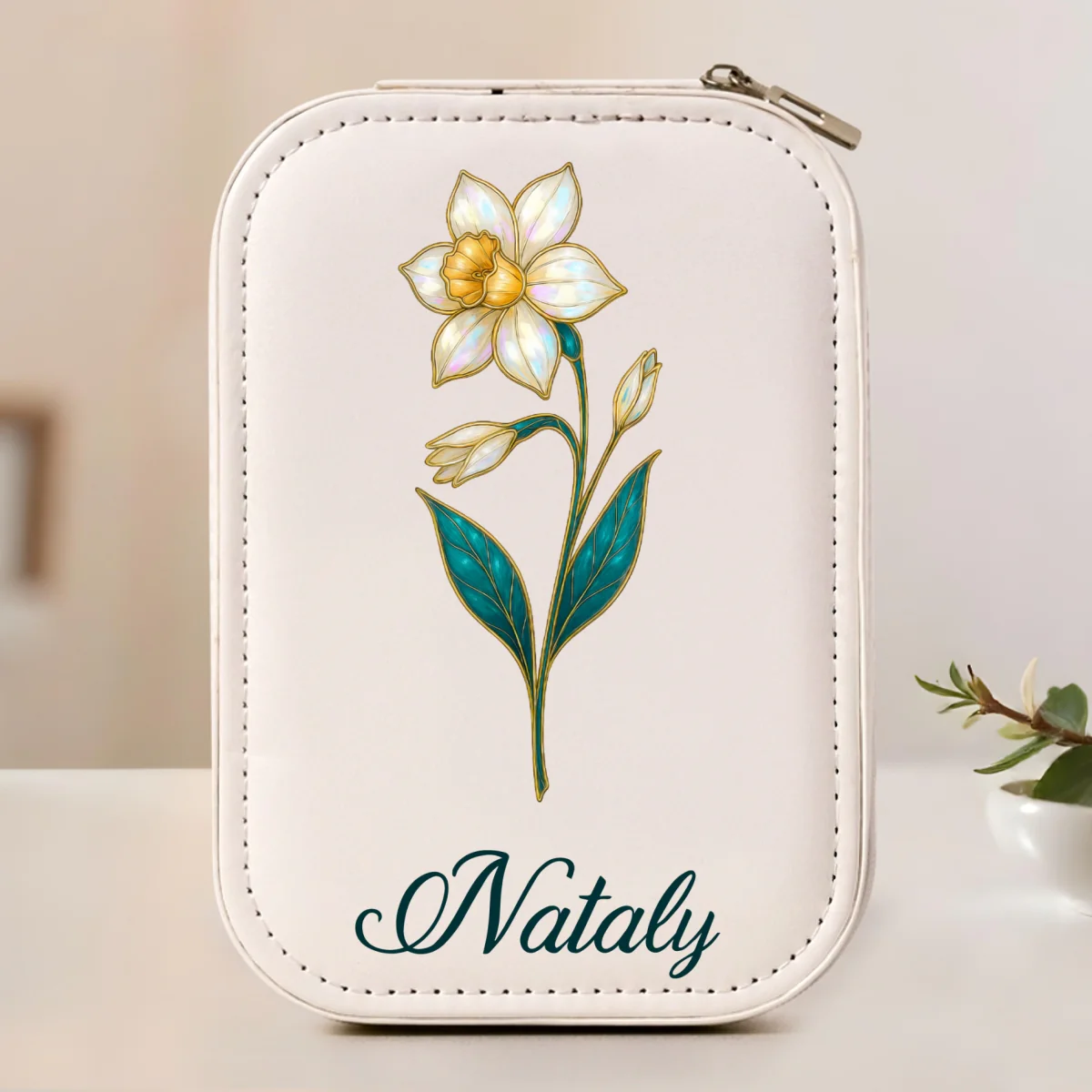 Birth Month Flower Version 4 - Personalized Custom Jewelry Box With LED Mirror - Image 7