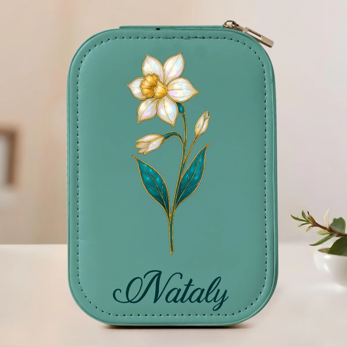 Birth Month Flower Version 4 - Personalized Custom Jewelry Box With LED Mirror - Image 9