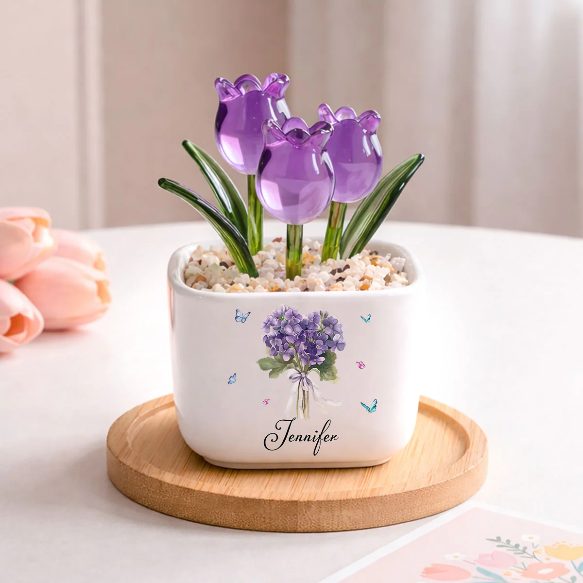 Birthmonth Flower - Personalized Custom Glass Everlasting Tulips