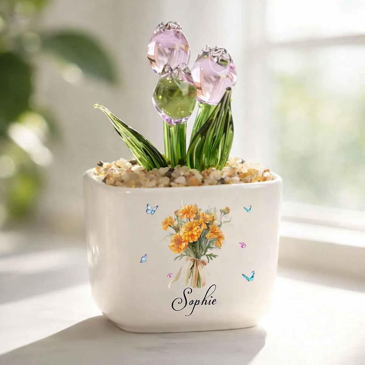 Birthmonth Flower - Personalized Custom Glass Everlasting Tulips - Image 2
