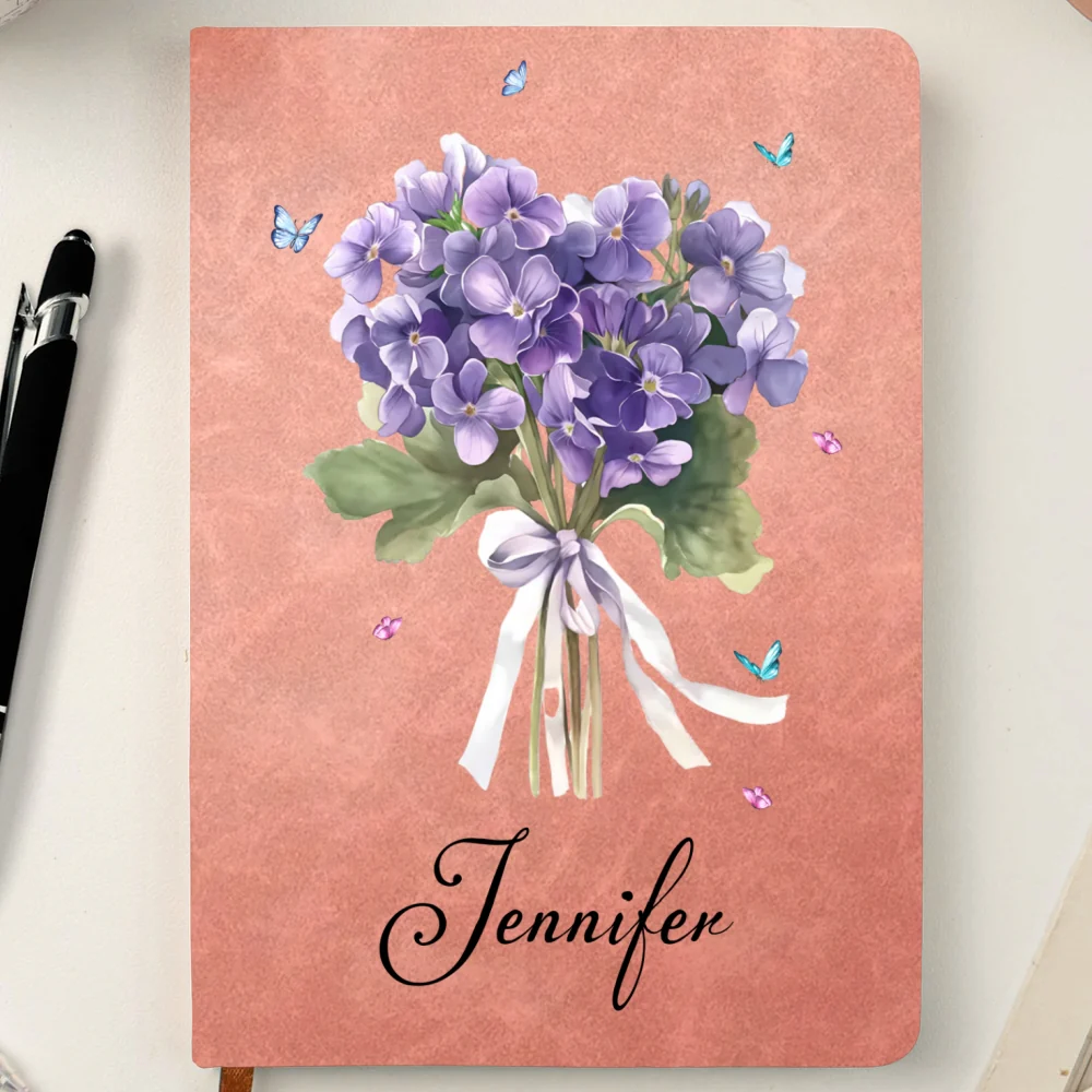 Birthmonth Flower - Personalized Custom Leather Journal - Image 8