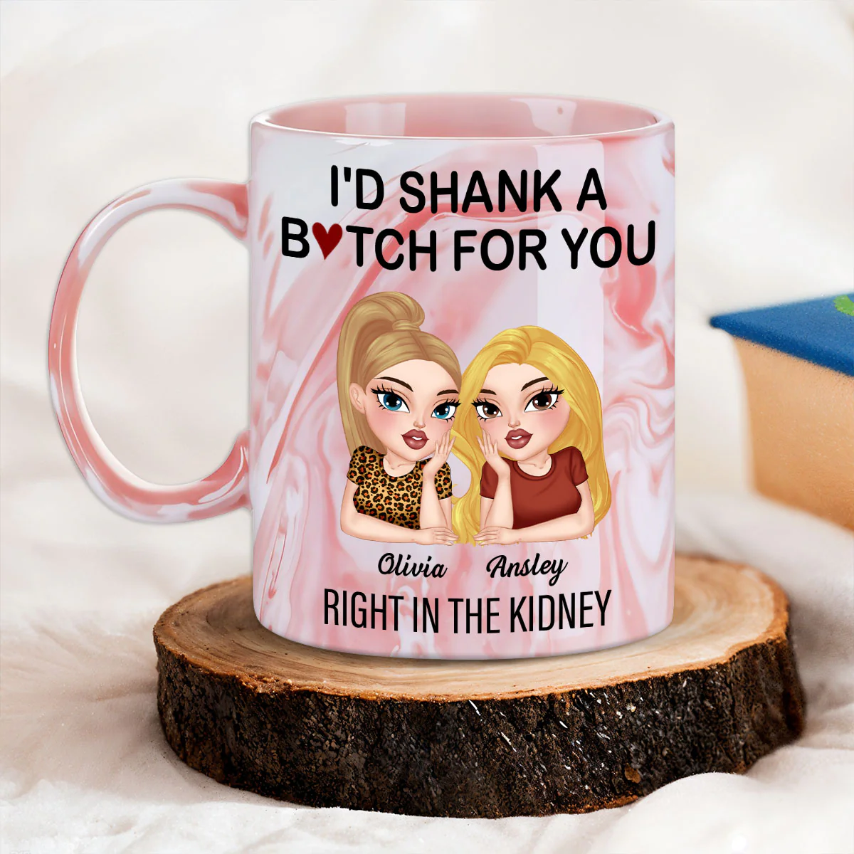 Bitches Forever - Personalized Custom Pink Marble Mug - Image 3