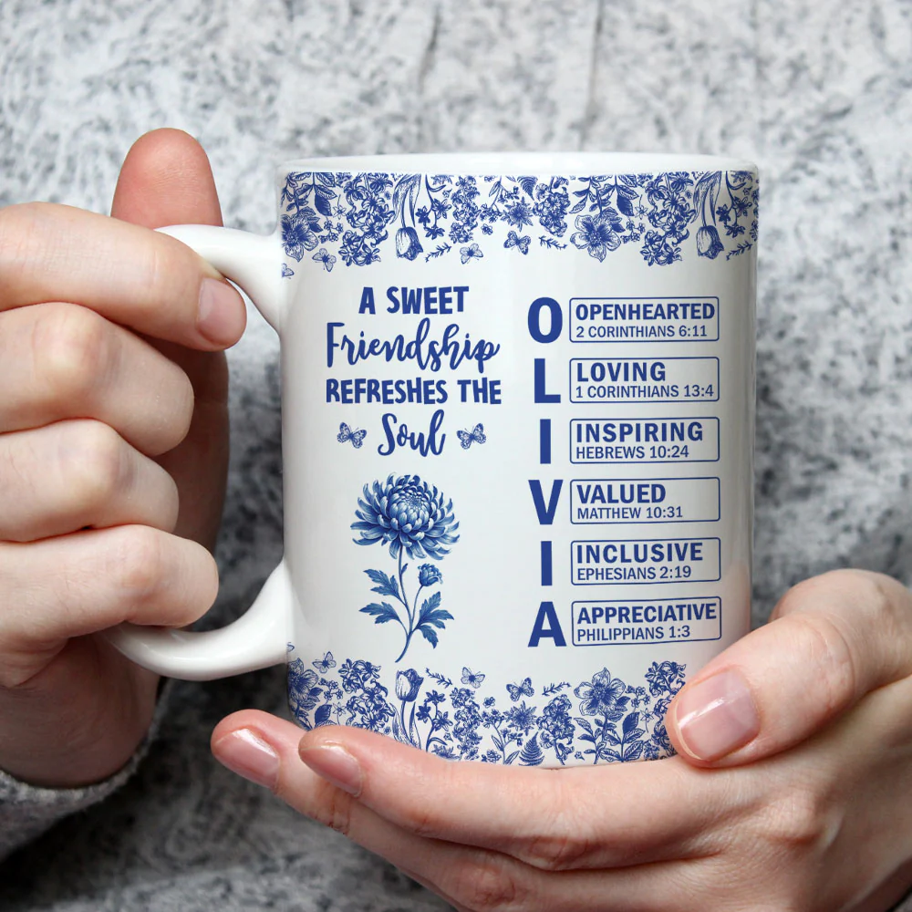 Blessed By Friendship Every Day - Personalized Custom Coffee Mug - Image 3