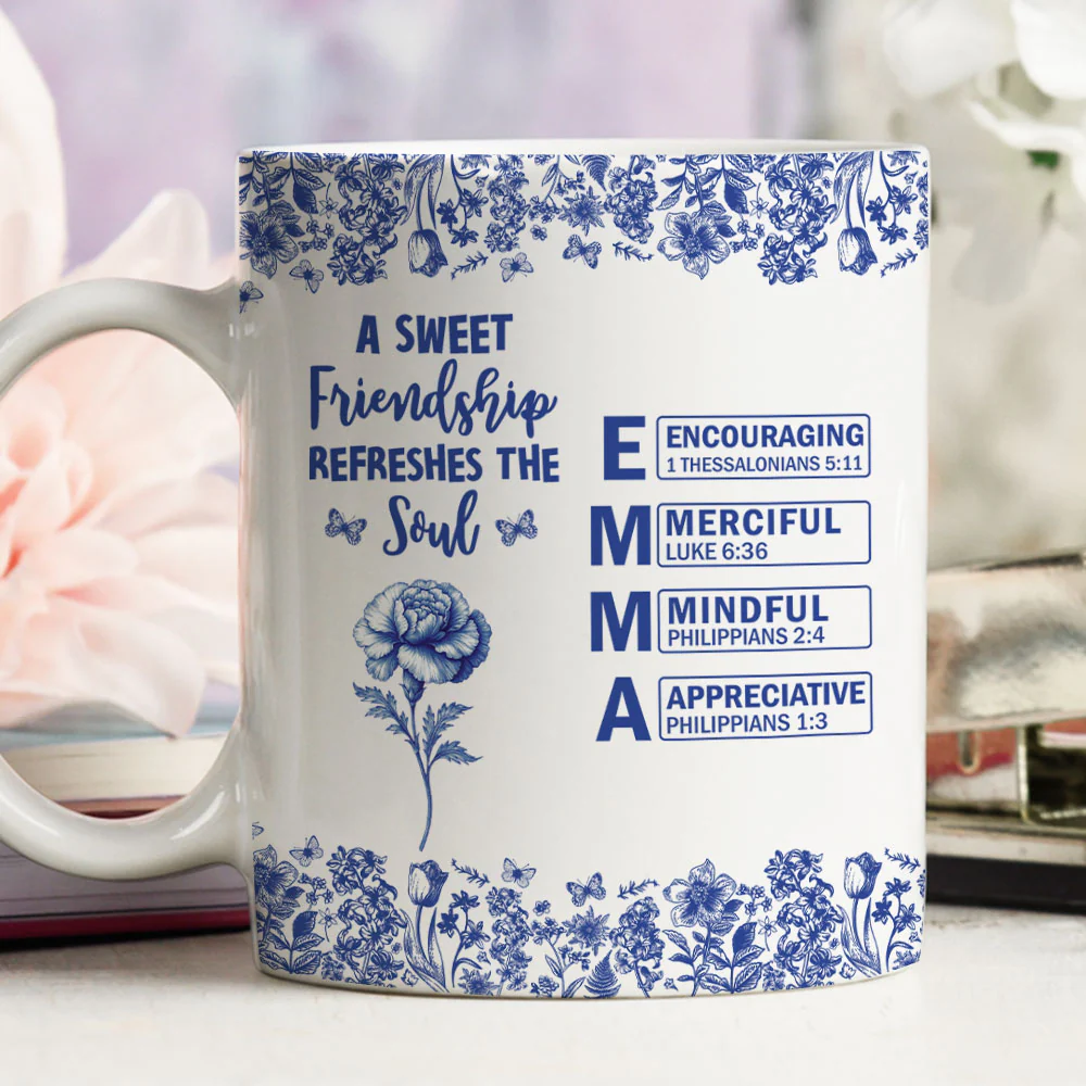 Blessed By Friendship Every Day - Personalized Custom Coffee Mug - Image 4