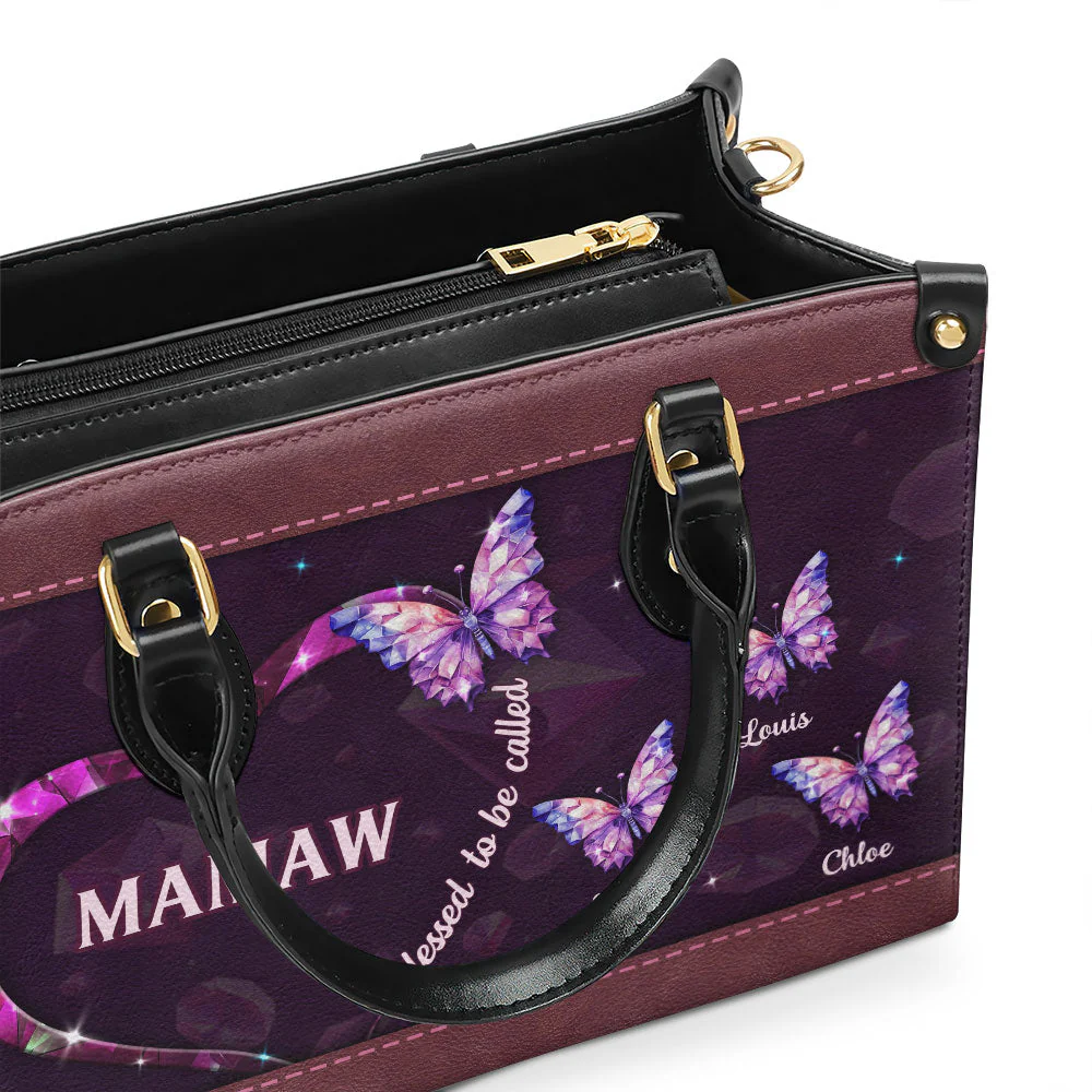 Blessed Grandma Butterfly - Personalized Custom Leather Bag - Image 3