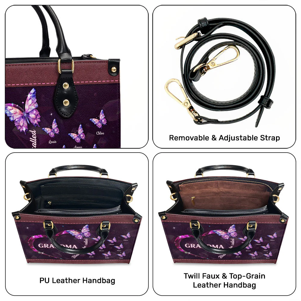 Blessed Grandma Butterfly - Personalized Custom Leather Bag - Image 6
