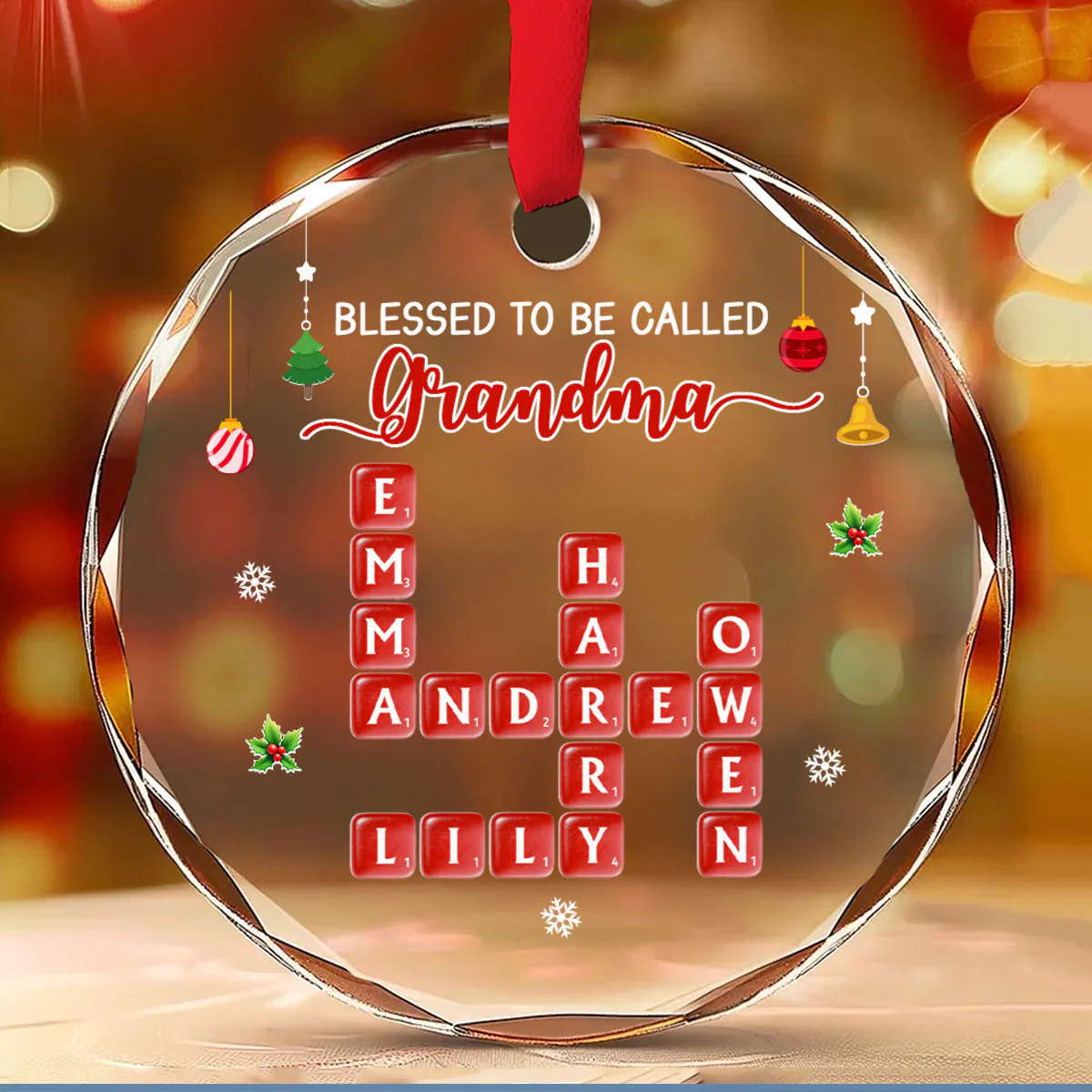 Blessed Grandma Christmas - Personalized Custom Glass Ornament - Image 2