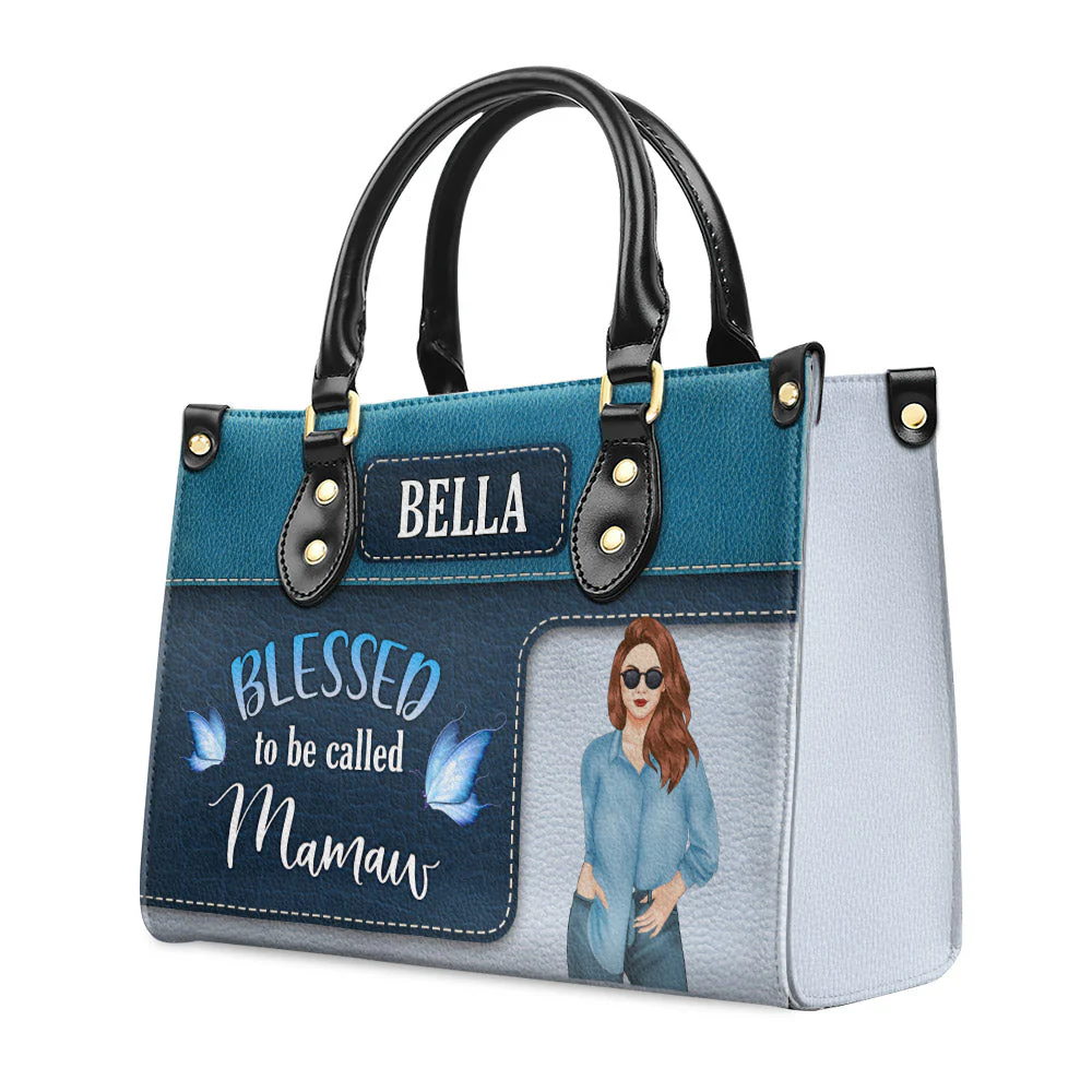 Blessed Grandma - Personalized Custom Leather Bag - Image 4