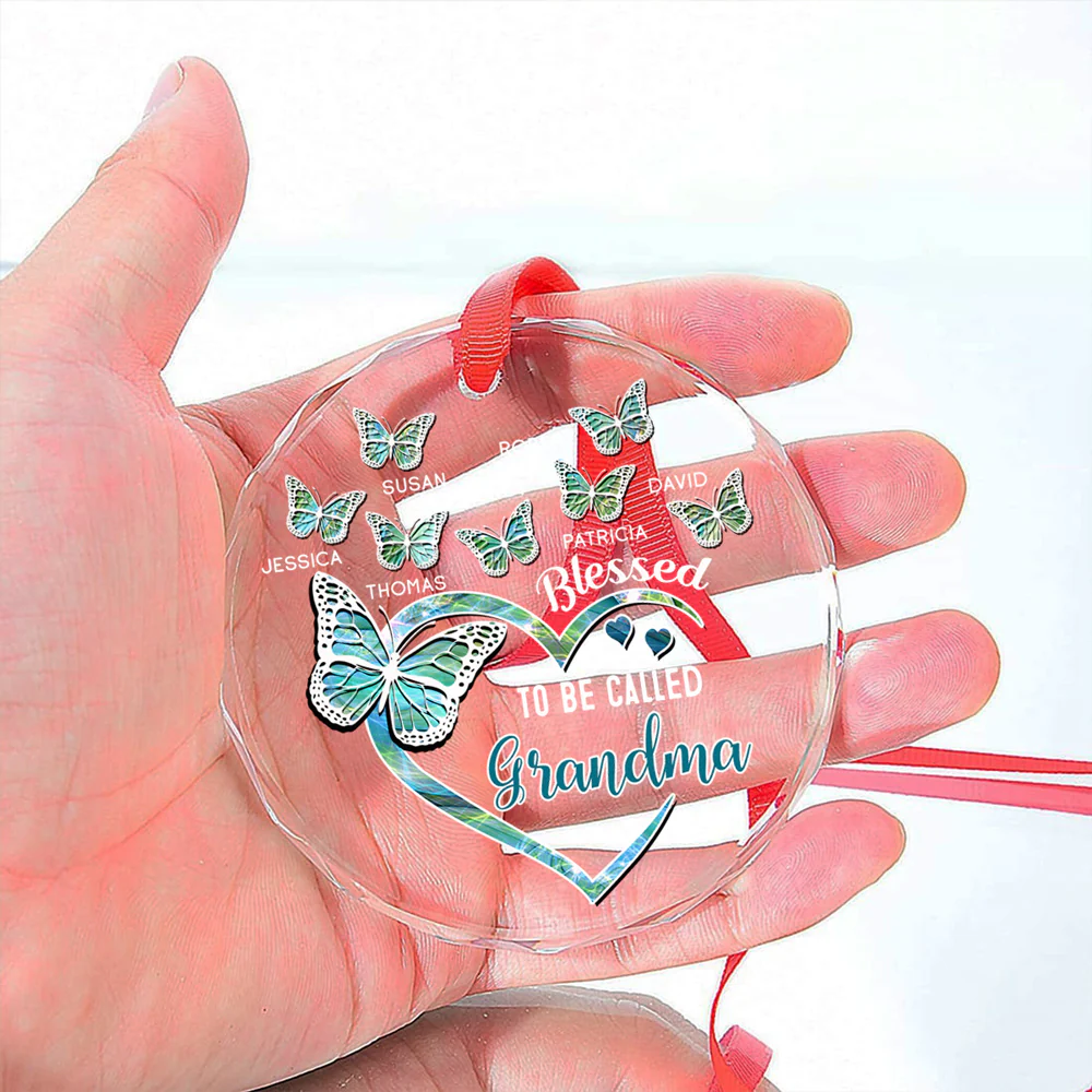 Blessed Mimi - Personalized Custom Glass Ornament - Image 4