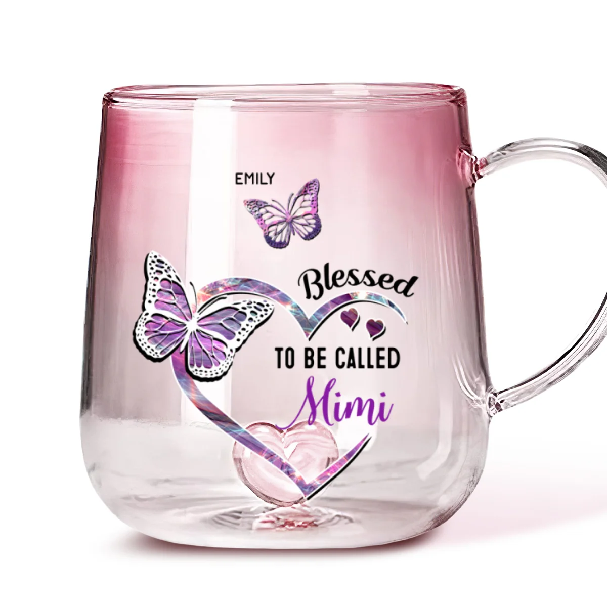 Blessed Mimi -  Personalized Custom Pink Gradient Glass Mug - Image 5