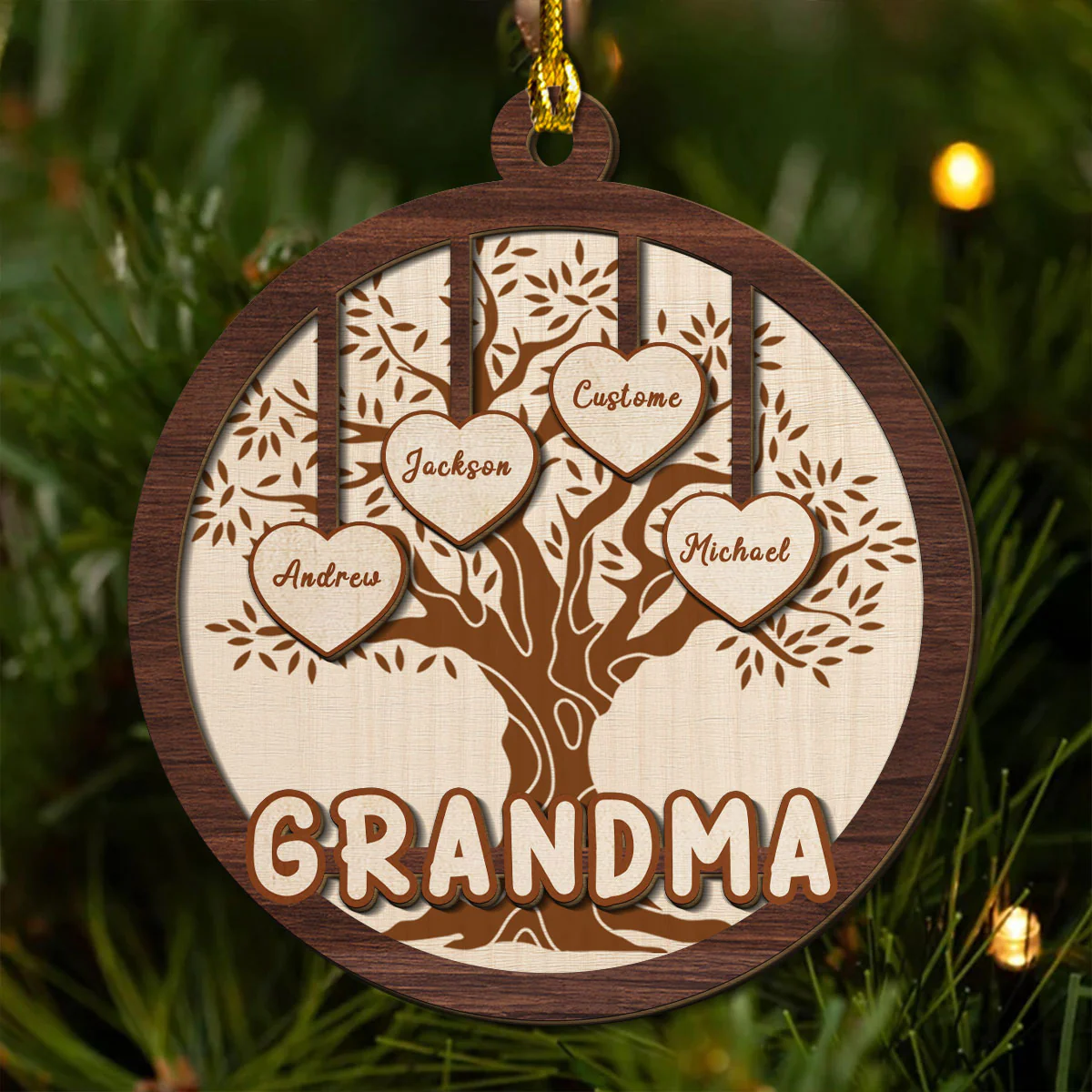 Blessed To Be Called Grandma - Personalized Custom 2-layered Wood Ornament - Image 2