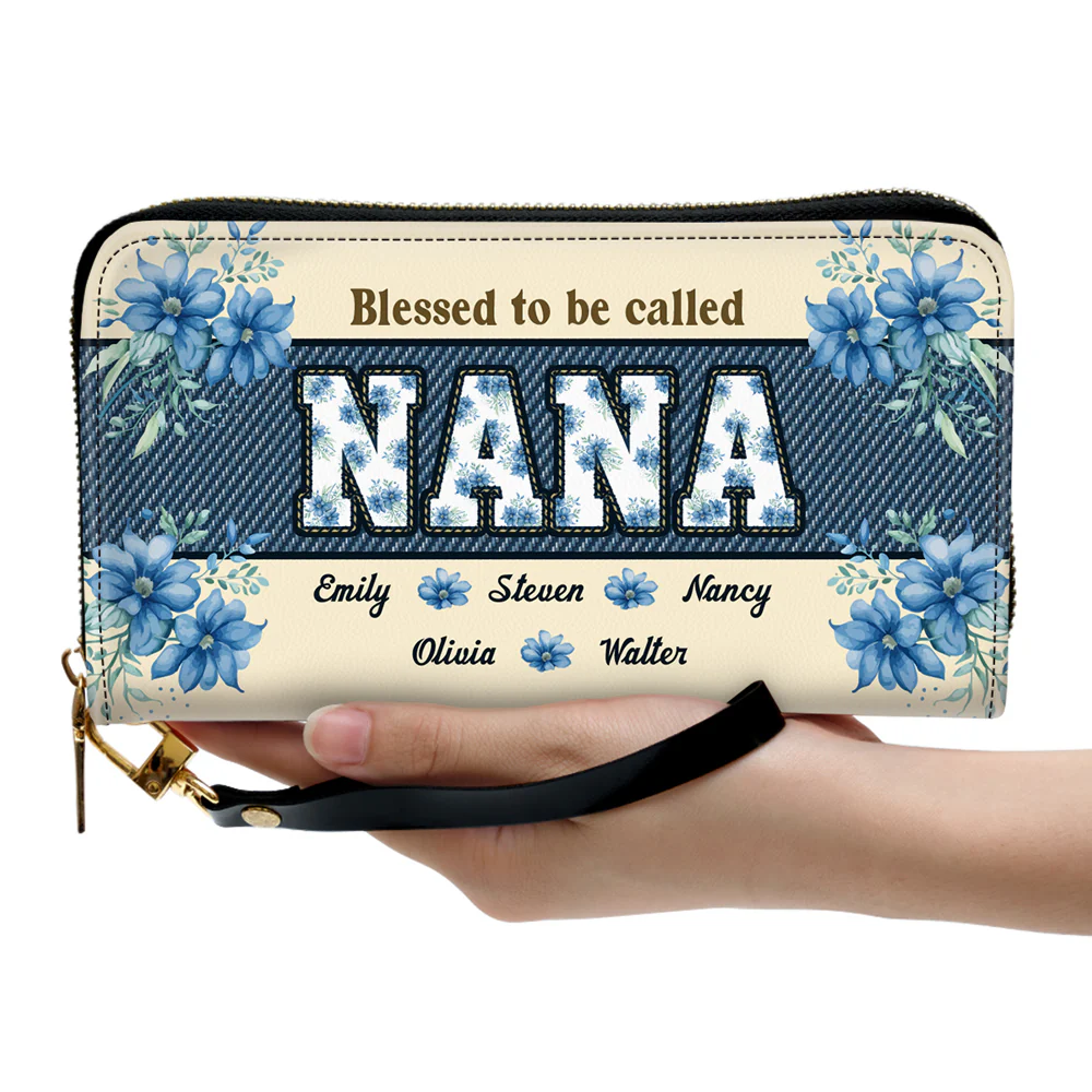Blessed To Be Called Grandma - Personalized Custom Leather Wallet - Image 3