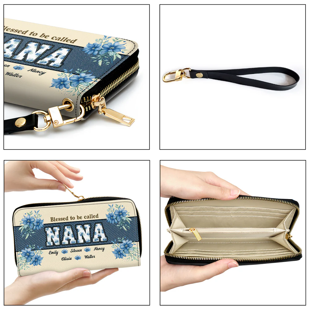 Blessed To Be Called Grandma - Personalized Custom Leather Wallet - Image 5
