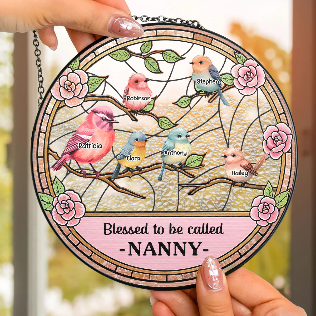 Blessed To Be Called Grandma - Personalized Custom Window Hanging Suncatcher - Image 4