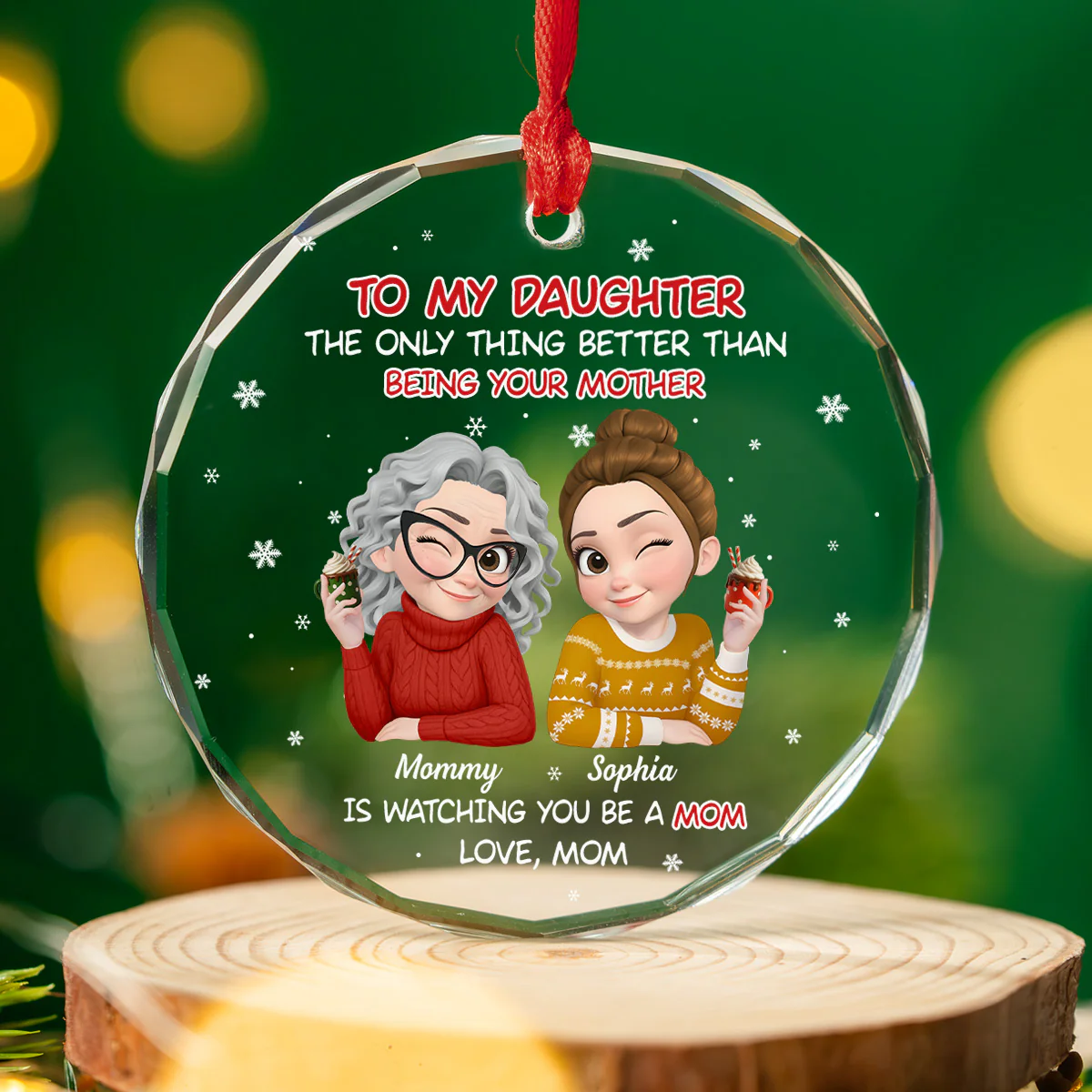 Blessed To See You Become A Mother - Personalized Custom Glass Ornament - Image 3