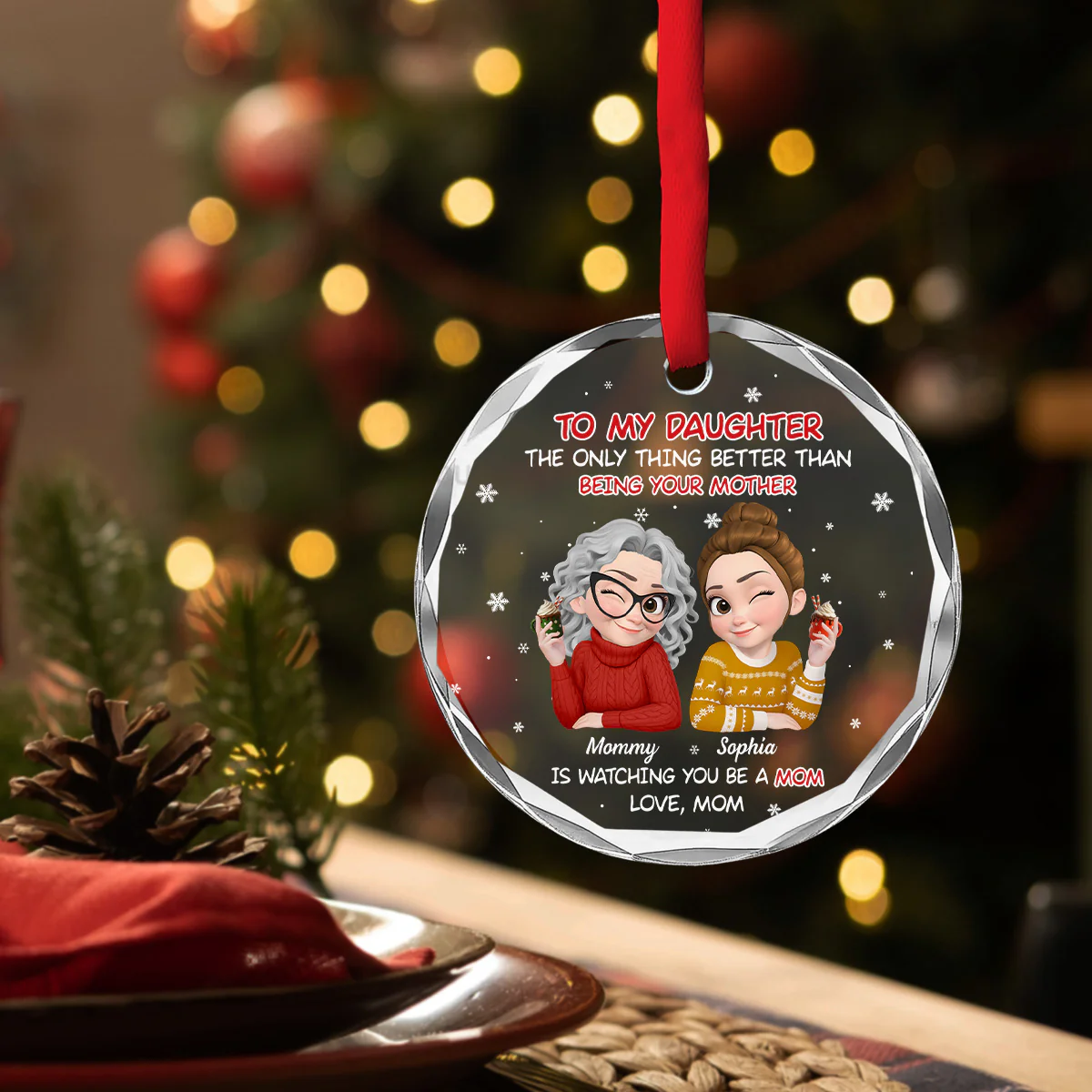 Blessed To See You Become A Mother - Personalized Custom Glass Ornament - Image 4
