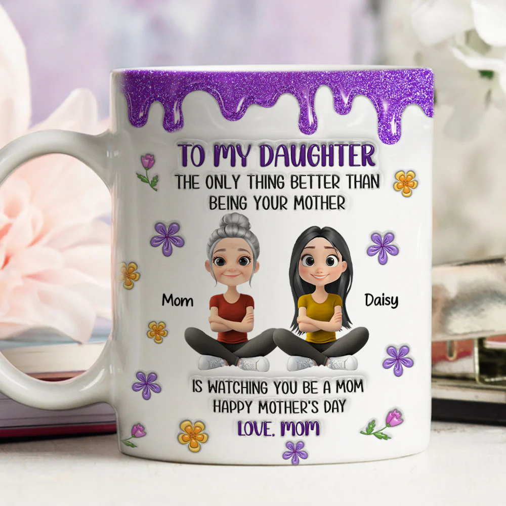 Bling Mother And Daughter - Personalized Custom 3D Inflated Effect Mug - Image 4