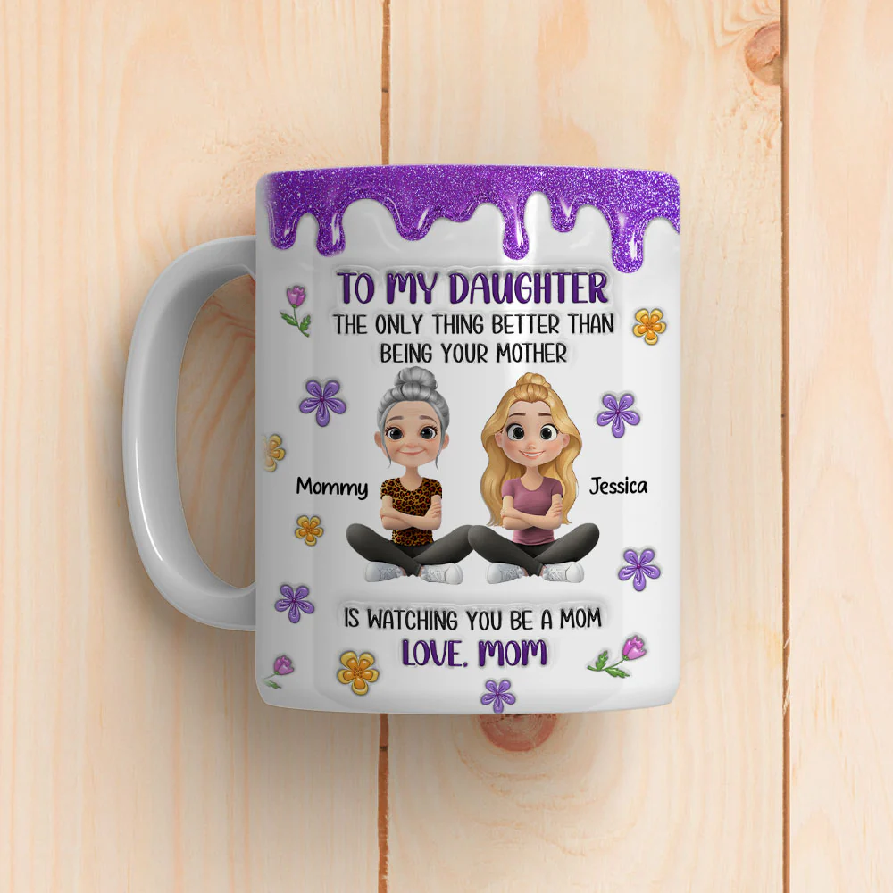 Bling Mother And Daughter - Personalized Custom 3D Inflated Effect Mug - Image 5