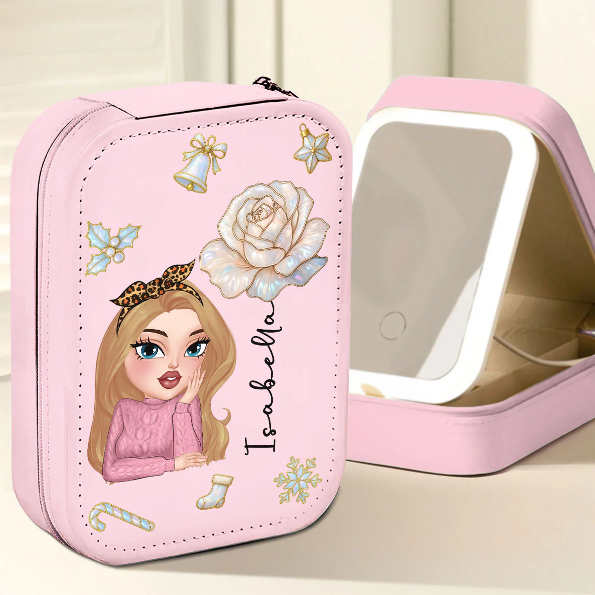 Bloom Heart - Personalized Custom Jewelry Box With LED Mirror