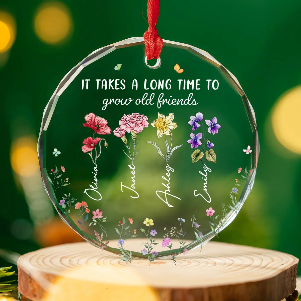 Bloom Where Friendship Is Planted - Personalized Custom Glass Ornament - Image 3