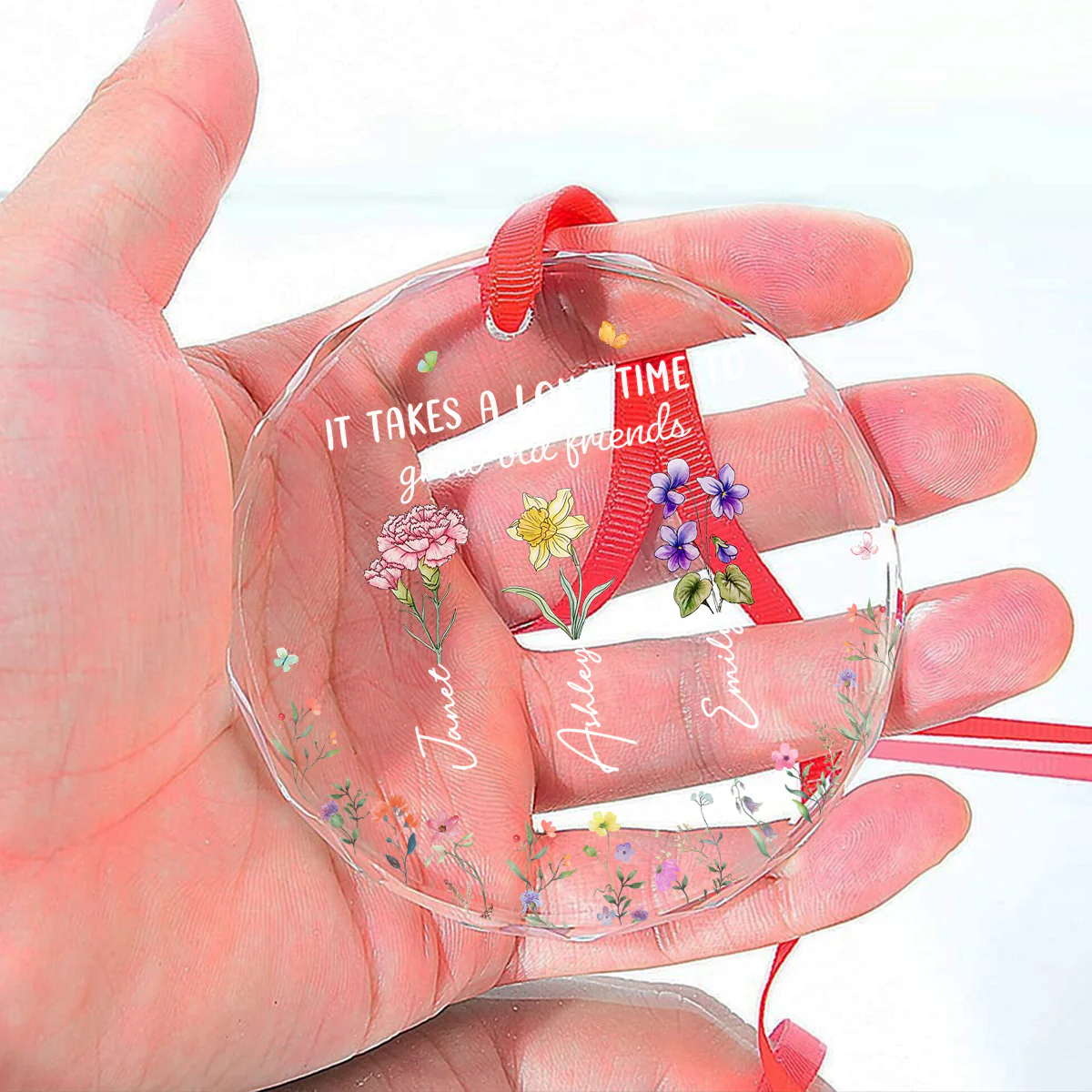 Bloom Where Friendship Is Planted - Personalized Custom Glass Ornament - Image 5