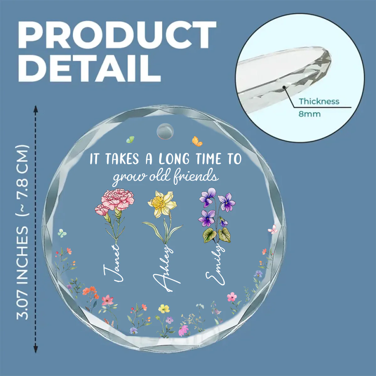 Bloom Where Friendship Is Planted - Personalized Custom Glass Ornament - Image 6