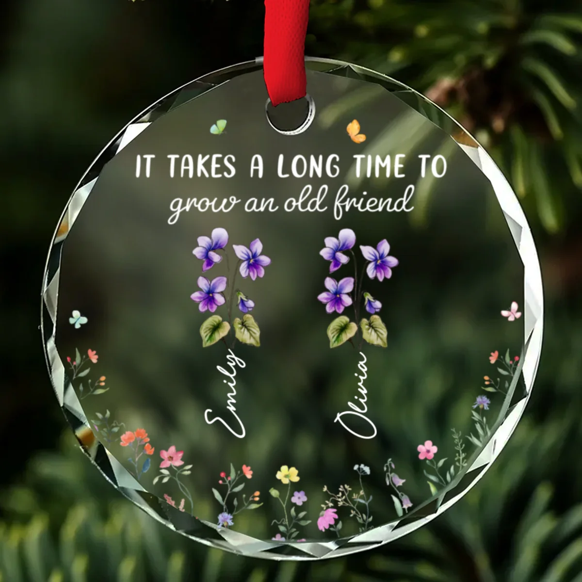Bloom Where Friendship Is Planted - Personalized Custom Glass Ornament - Image 7