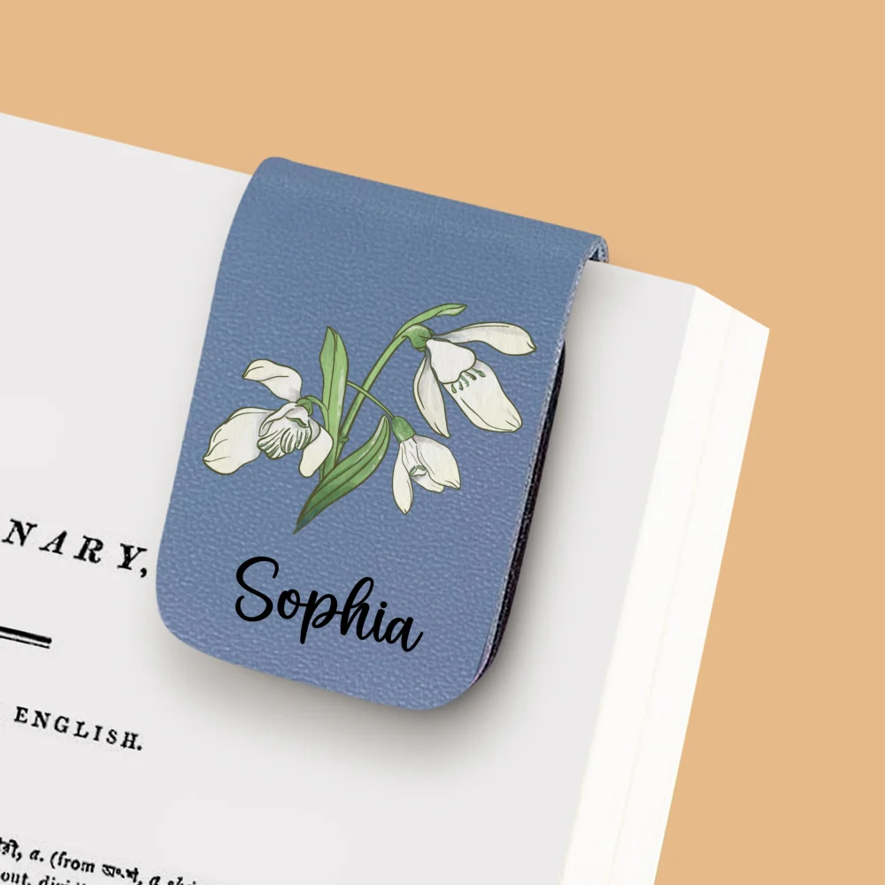 Blooming Flowers - Personalized Custom Leather Bookmark - Image 9