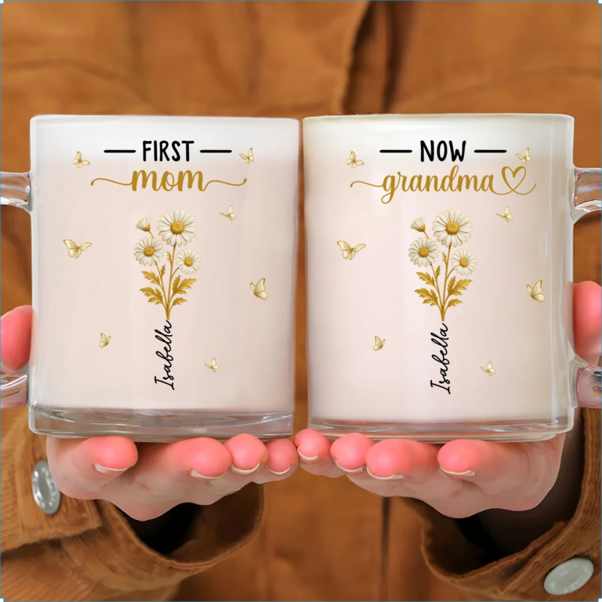 Blooming Love Grandma - Personalized Custom Glass Mug - Image 6