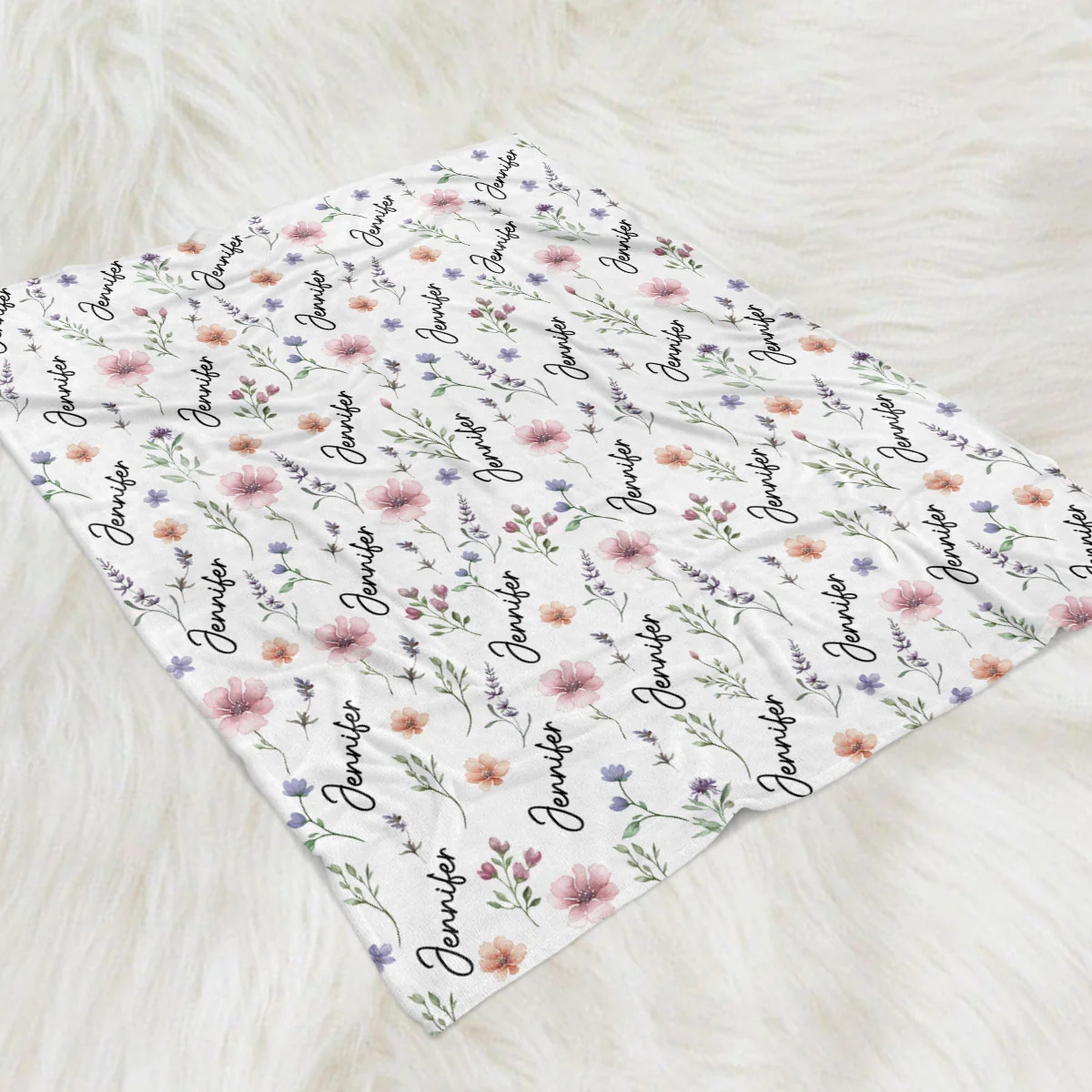Blooming Name - Personalized Custom Fleece Blanket - Image 2