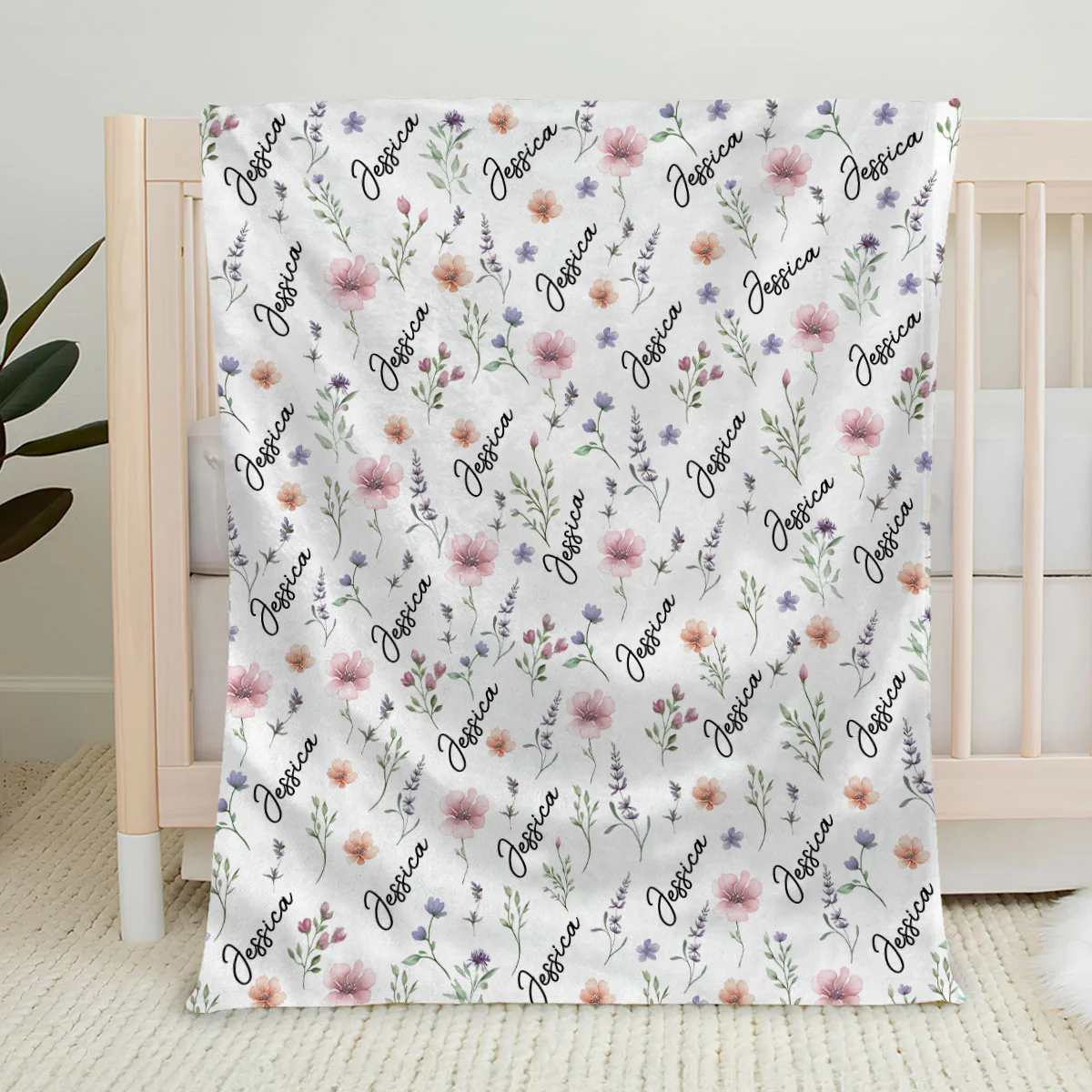 Blooming Name - Personalized Custom Fleece Blanket - Image 5