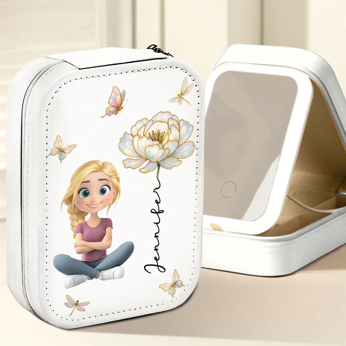 Blooming Soul - Personalized Custom Jewelry Box With LED Mirror