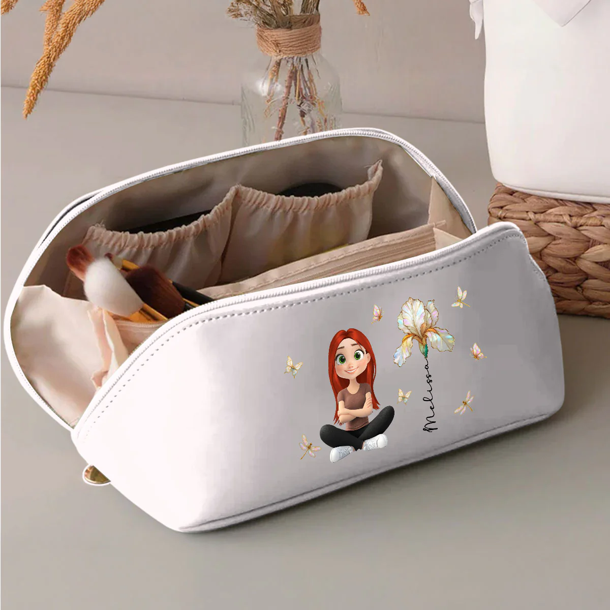 Blooming Soul - Personalized Custom Leather Makeup Bag - Image 3