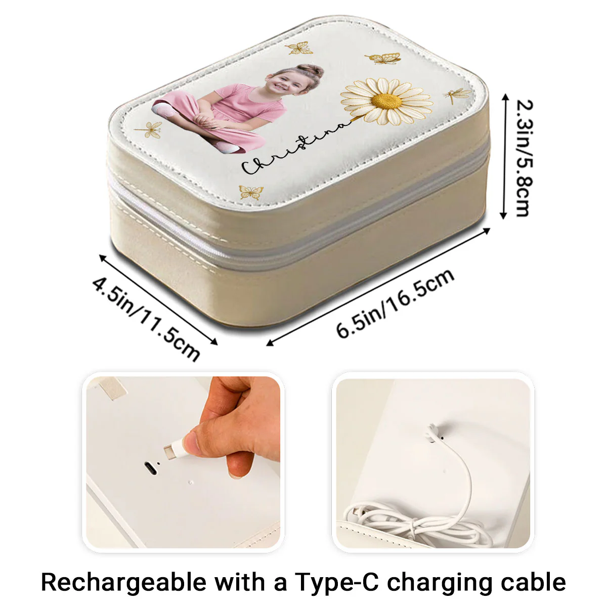 Blooming Soul With Photo - Personalized Custom Jewelry Box With LED Mirror - Image 4