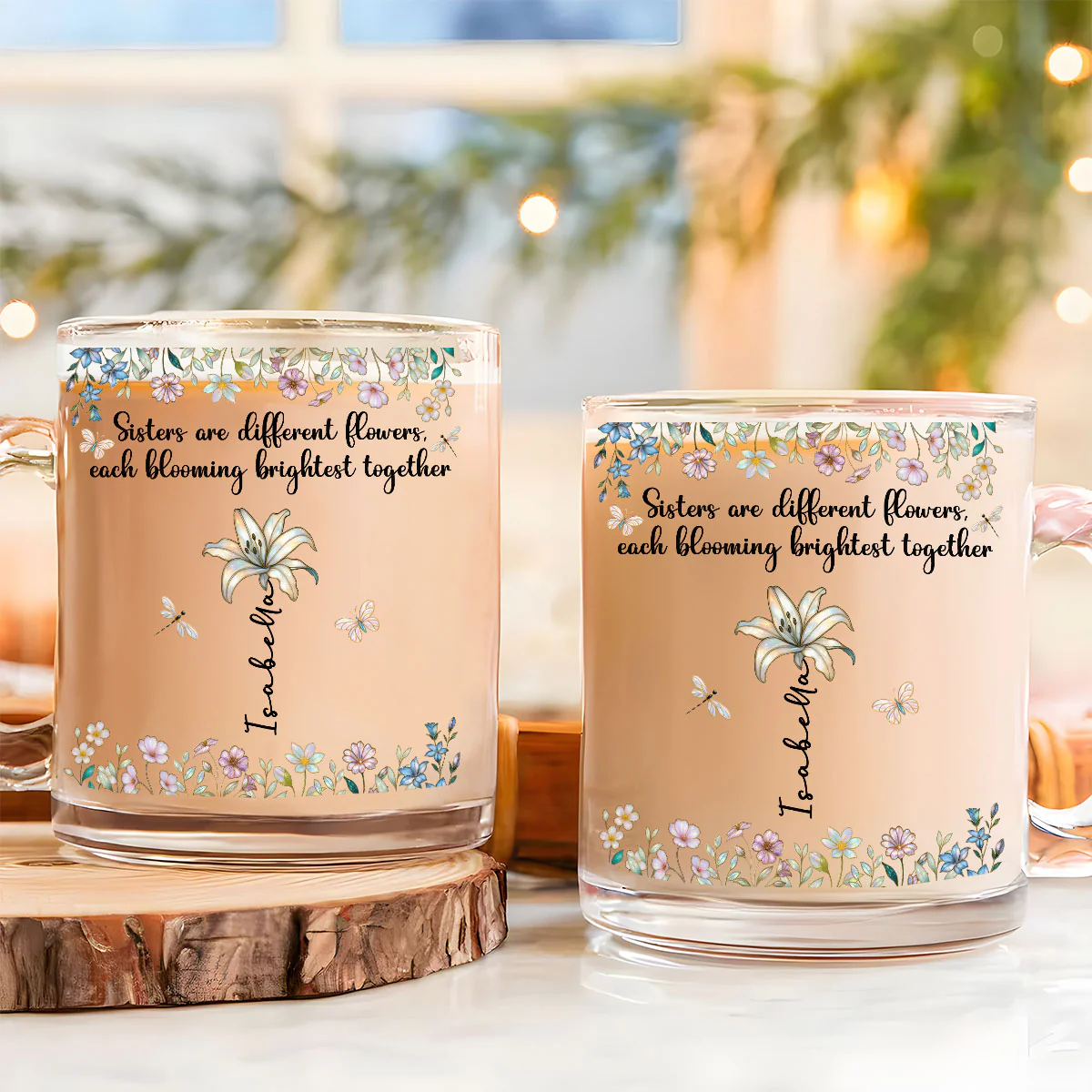 Blooming Together - Personalized Custom Glass Mug - Image 2