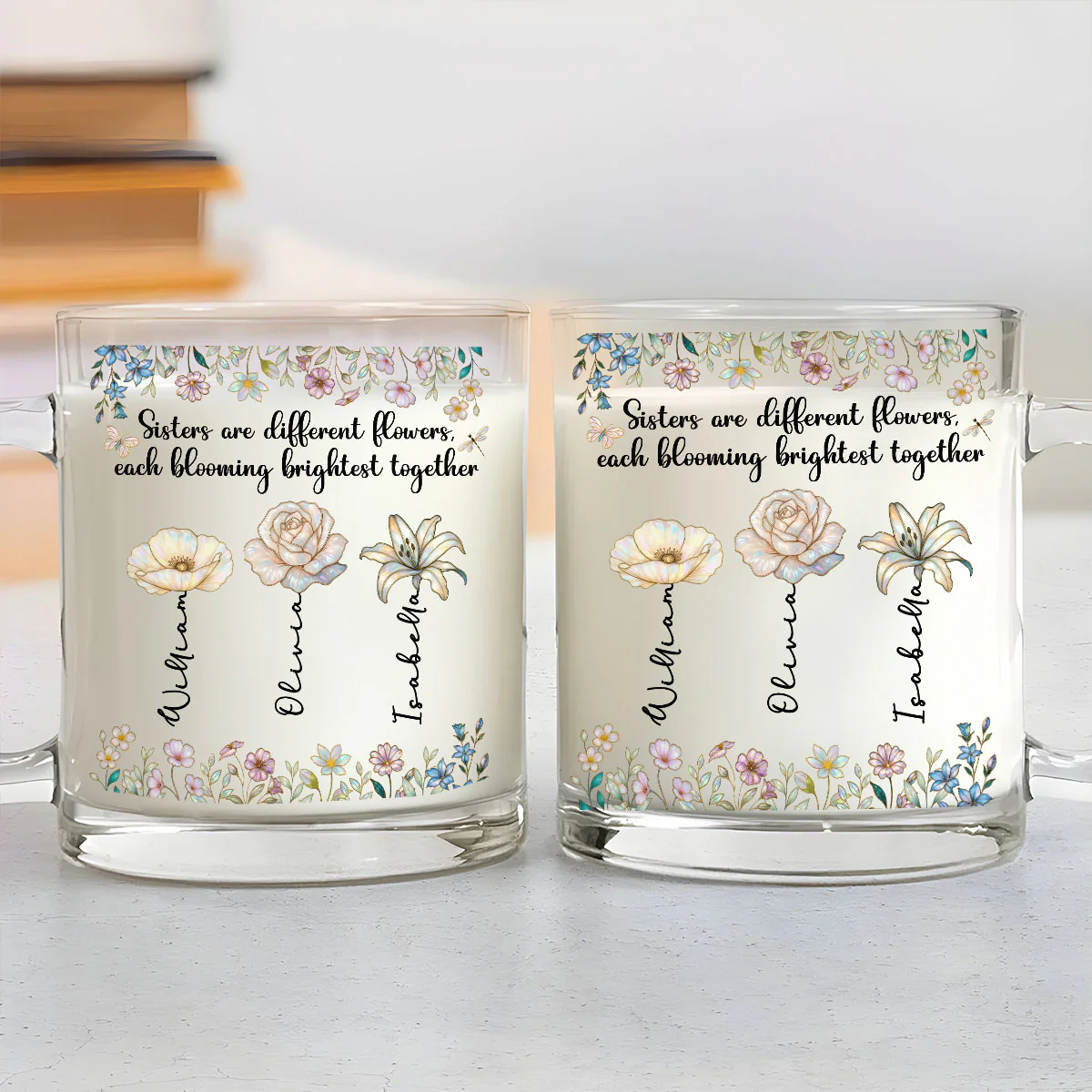 Blooming Together - Personalized Custom Glass Mug - Image 3