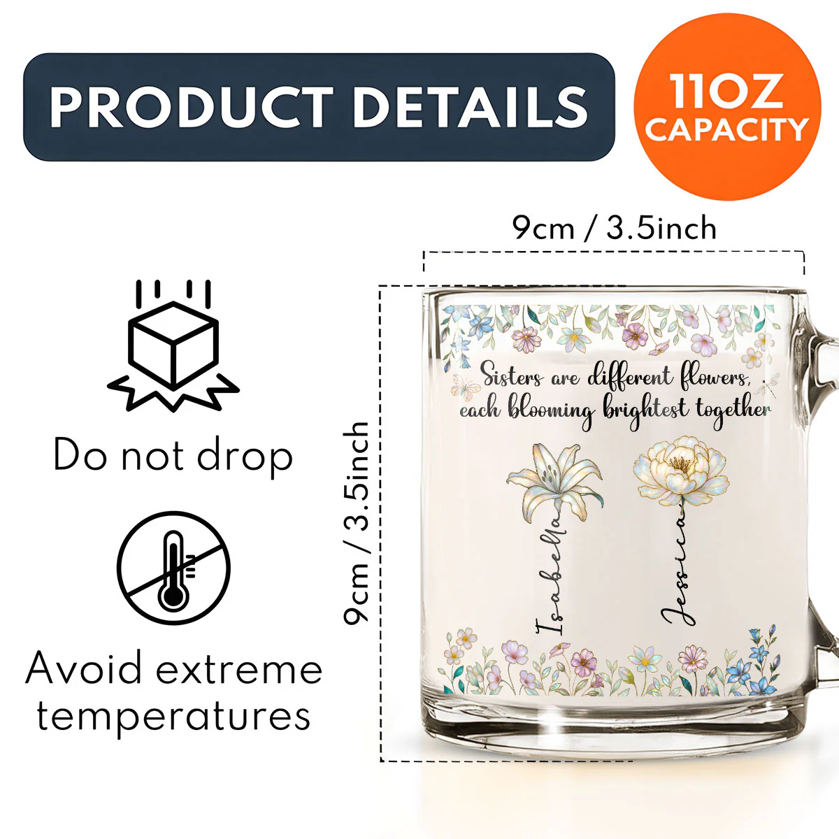 Blooming Together - Personalized Custom Glass Mug - Image 5