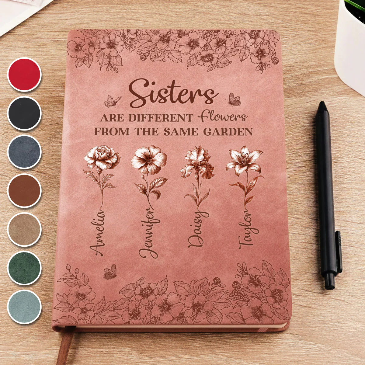 Blooming Together - Personalized Custom Leather Journal