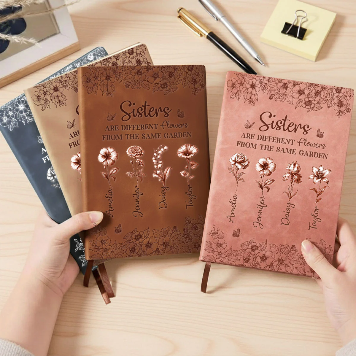 Blooming Together - Personalized Custom Leather Journal - Image 3