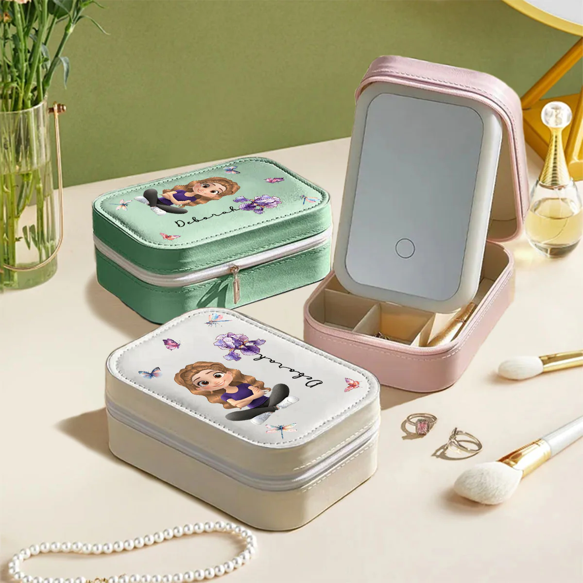 Blossomed Soul - Personalized Custom Jewelry Box With LED Mirror - Image 4