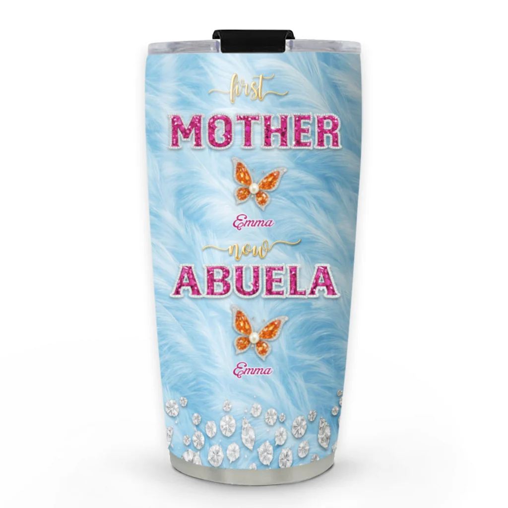 Blue Butterflies For Grandma - Personalized Custom Tumbler - Image 5