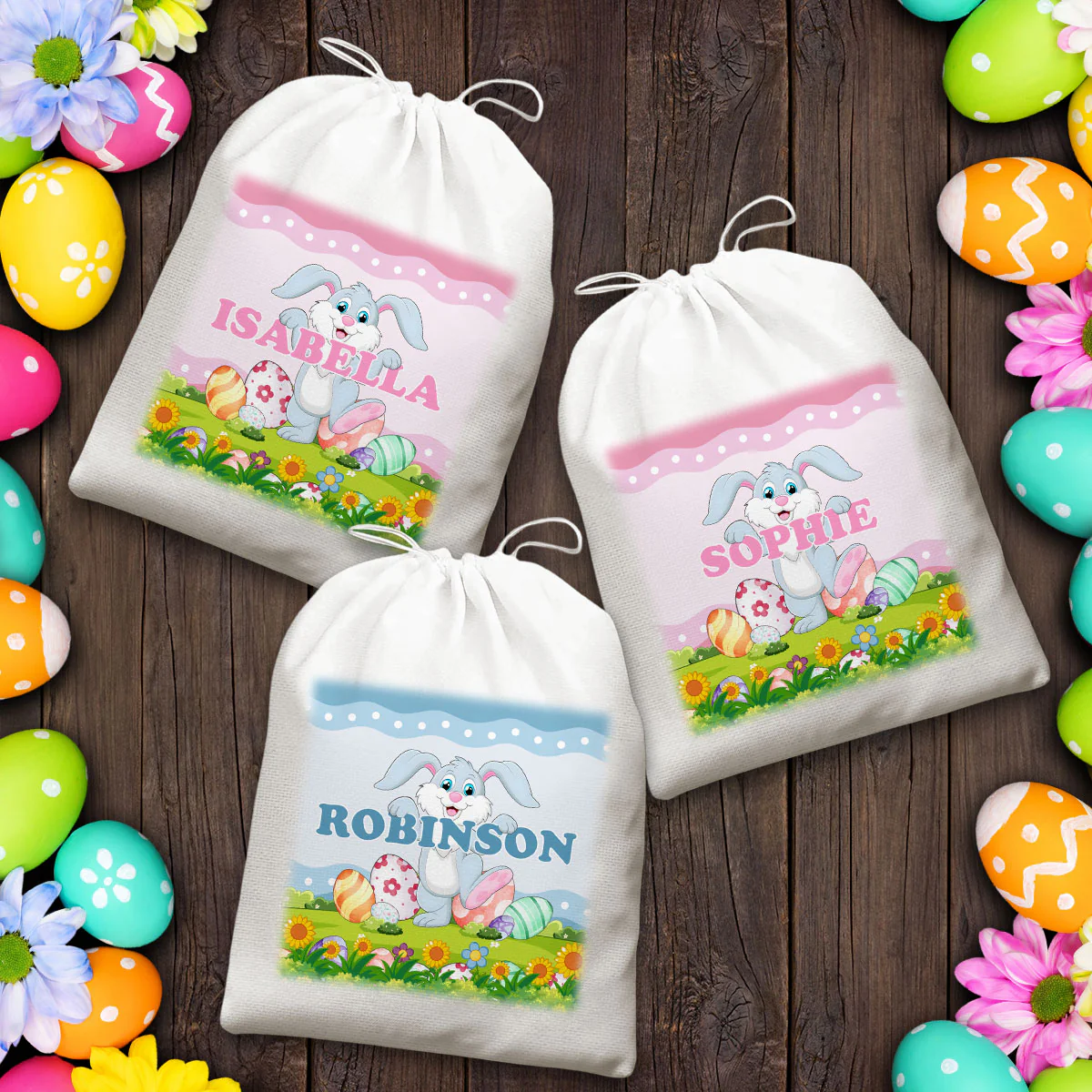 Blue Pink Bunny - Personalized Custom Favor Bag - Image 6