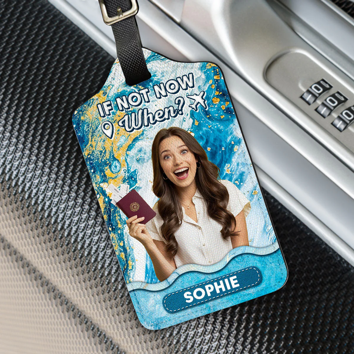 Blue Waves - Personalized Custom Luggage Tag - Image 2