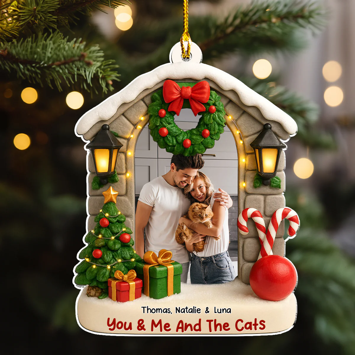 Bond Of Cat Love Photo - Personalized Custom 3D Effect Acrylic Ornament - Image 4