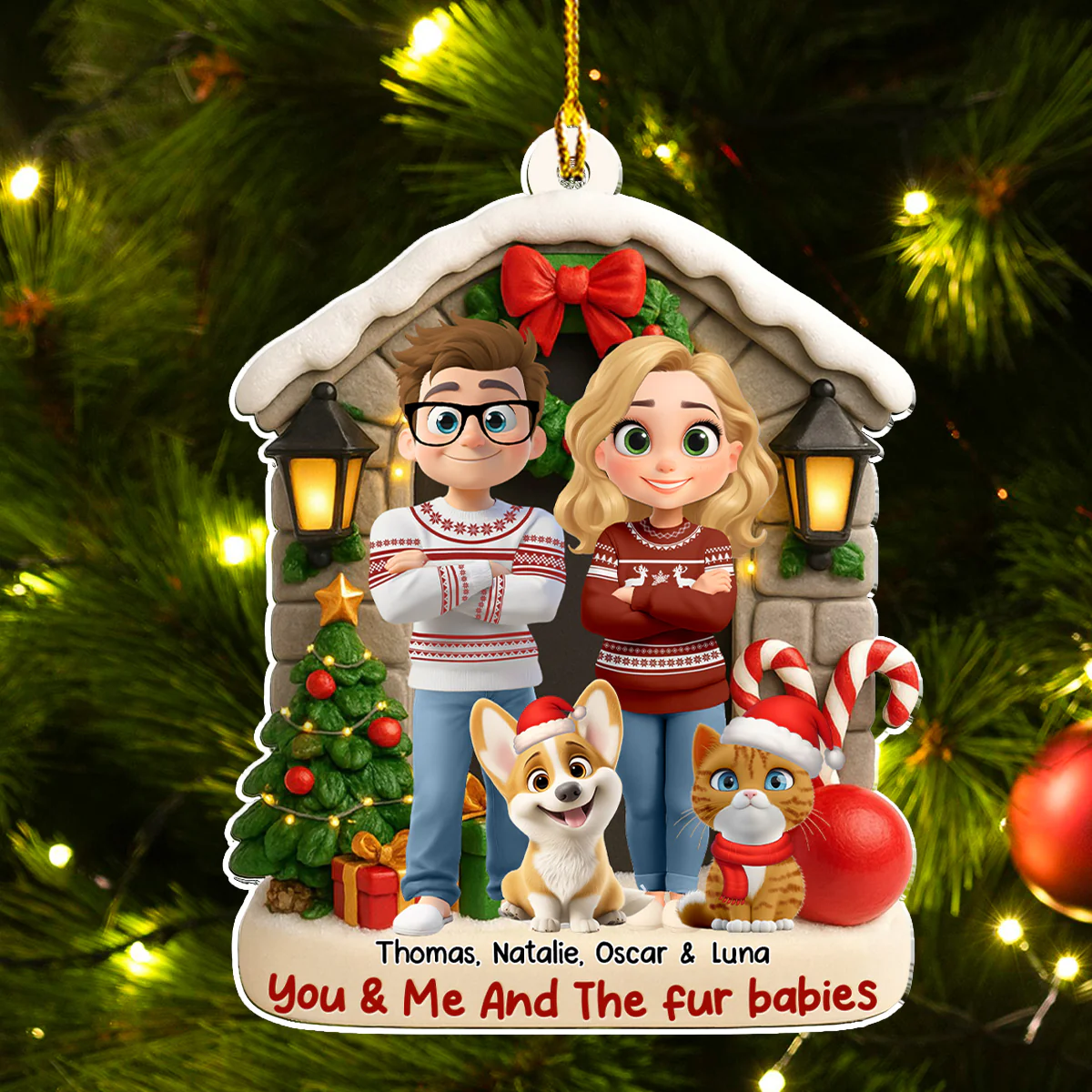 Bond Of Fur Love - Personalized Custom 3D Effect Acrylic Ornament - Image 5