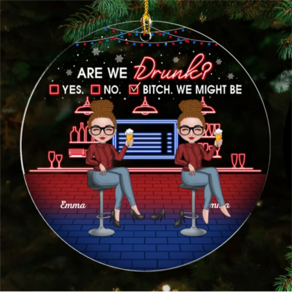 Bonding Over Alcohol Christmas Besties - Personalized Custom Acrylic Ornament - Image 4