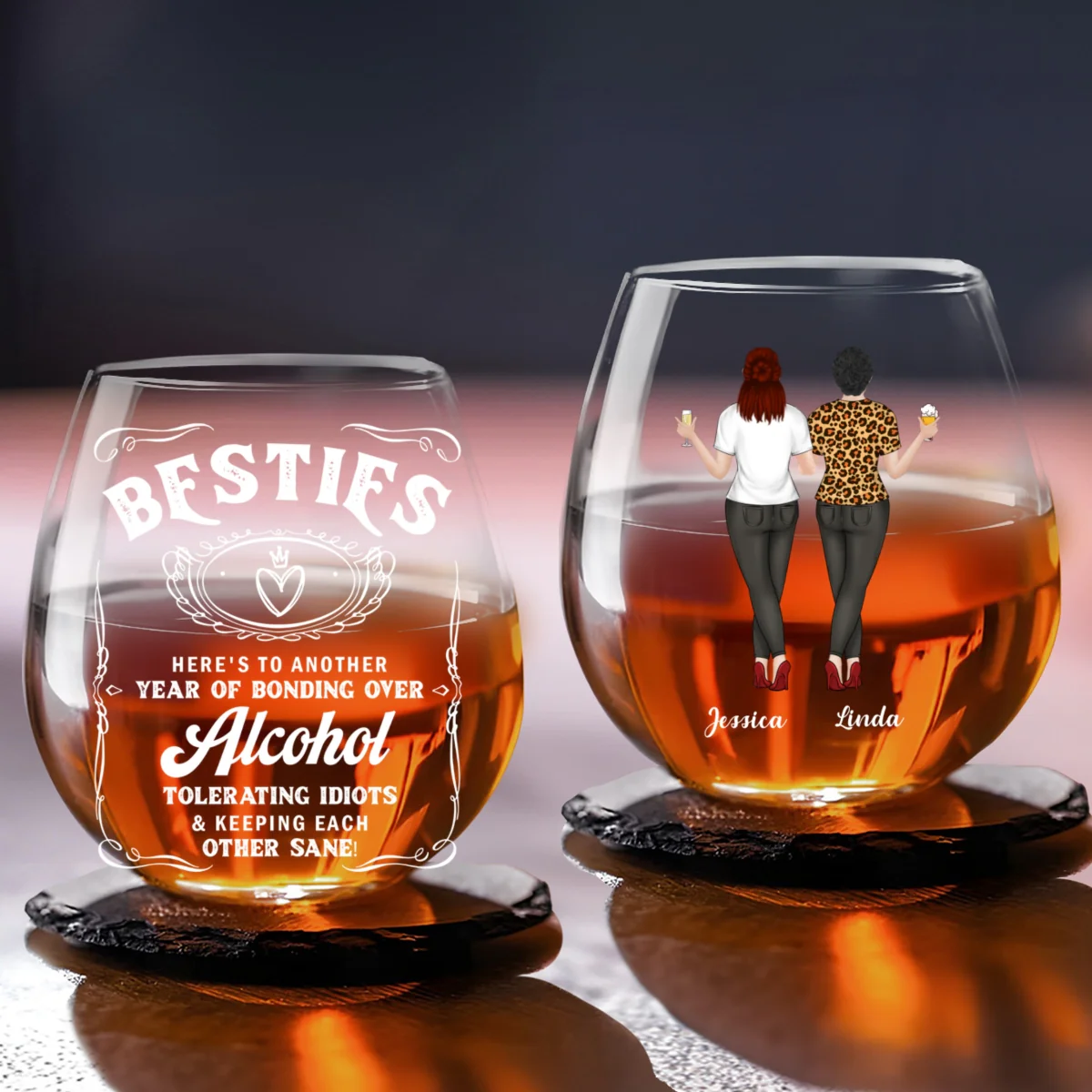 Bonding Over Booze - Personalized Custom Wine Glass - Image 5
